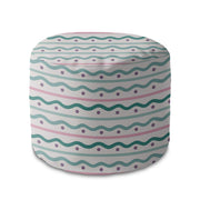 Round Pouf Footstool Lines and Dots-Velvet