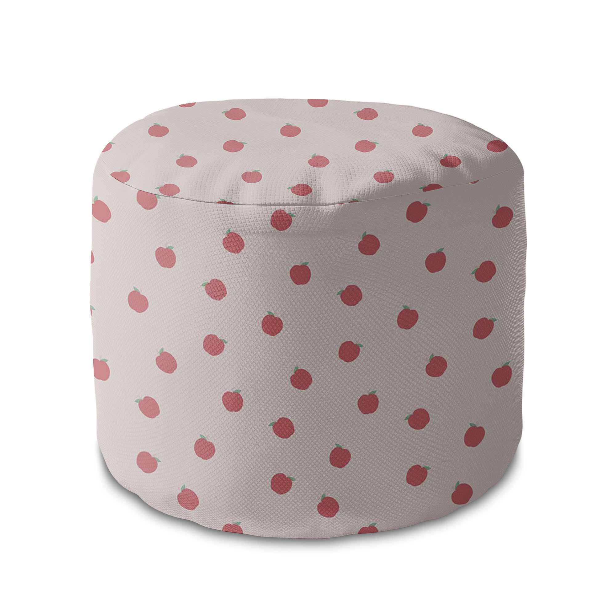 Round Pouf Footstool Red Apples-Velvet