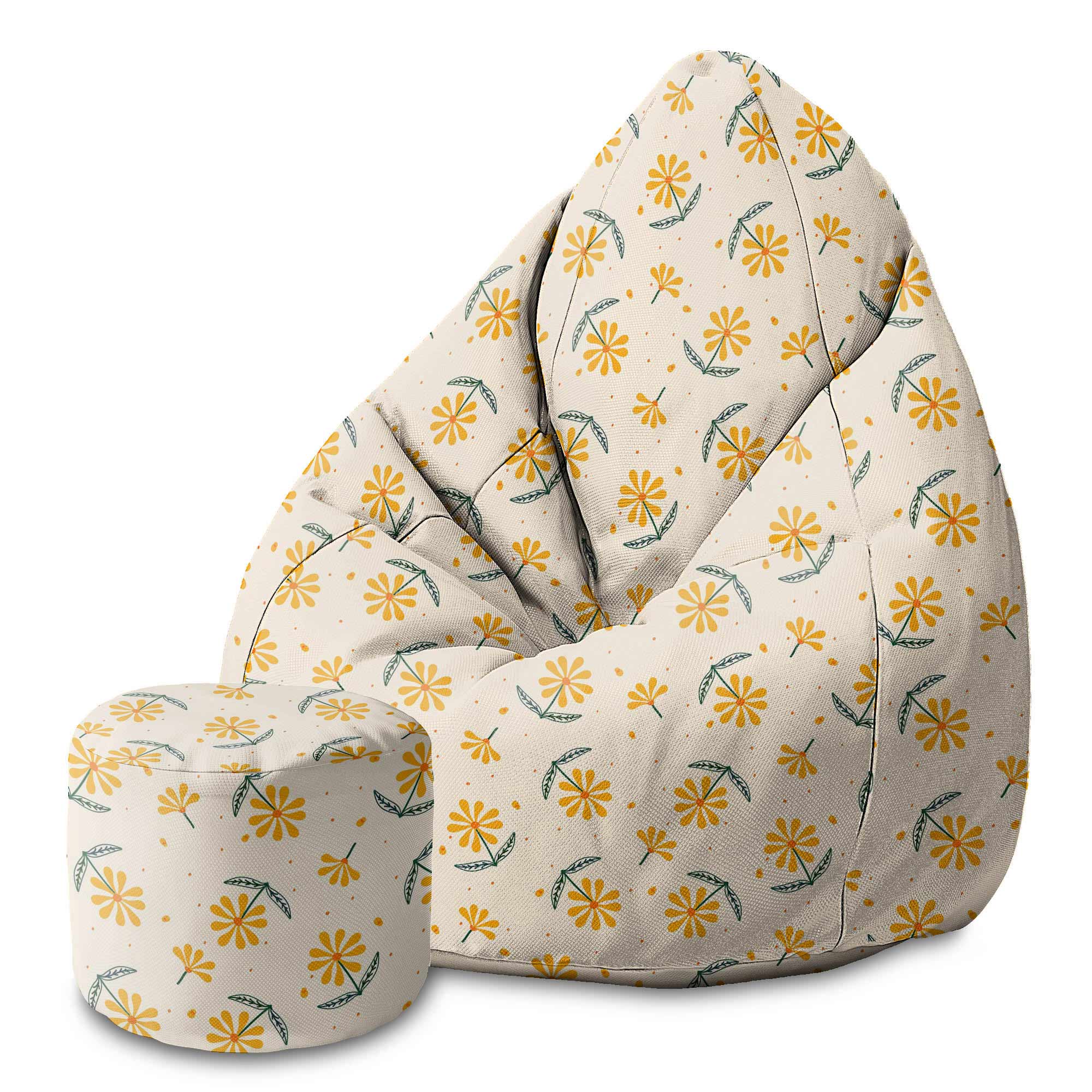 Round Pouf Footstool Sweet Summer Morning-Velvet