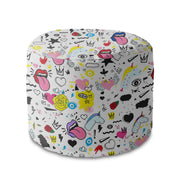 Round Pouf Footstool Girl Power-Oxford