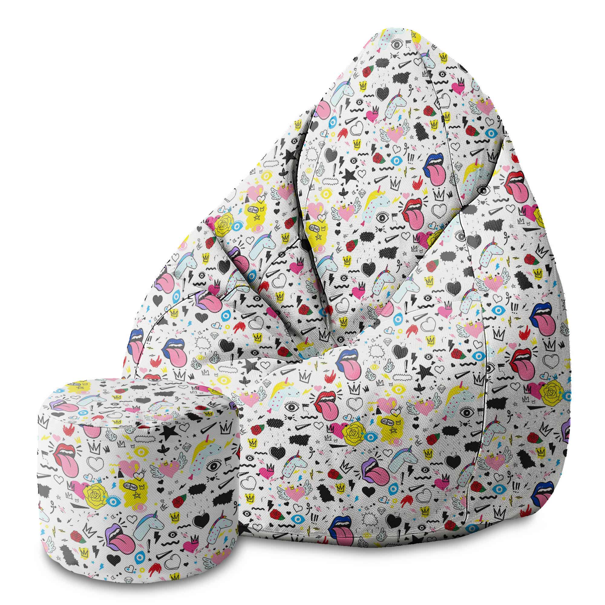 Round Pouf Footstool Girl Power