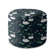 Round Pouf Footstool River Birds-Velvet