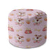 Round Pouf Footstool Funny Dog with a Bone-Velvet