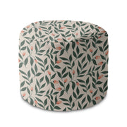 Round Pouf Footstool Pink Berries Pattern-Oxford