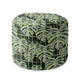 Okrúhly puf na nohy Monstera Leaves Grid-Velvet