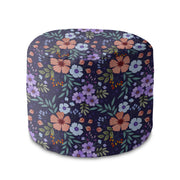 Round Pouf Footstool Botanical Pattern-Velvet