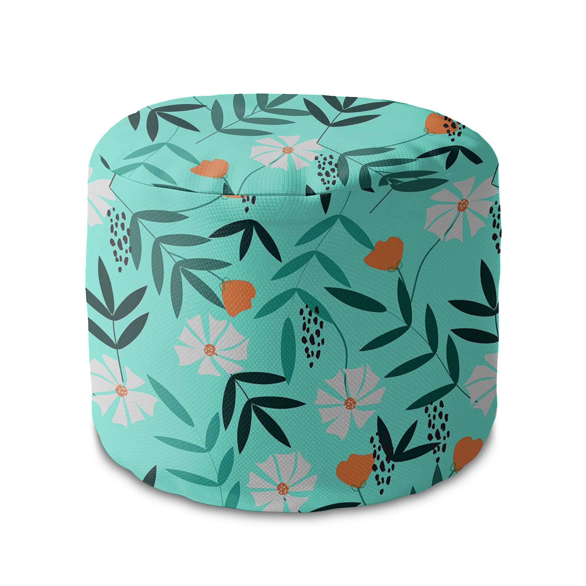 Round Pouf Footstool Flower Dream