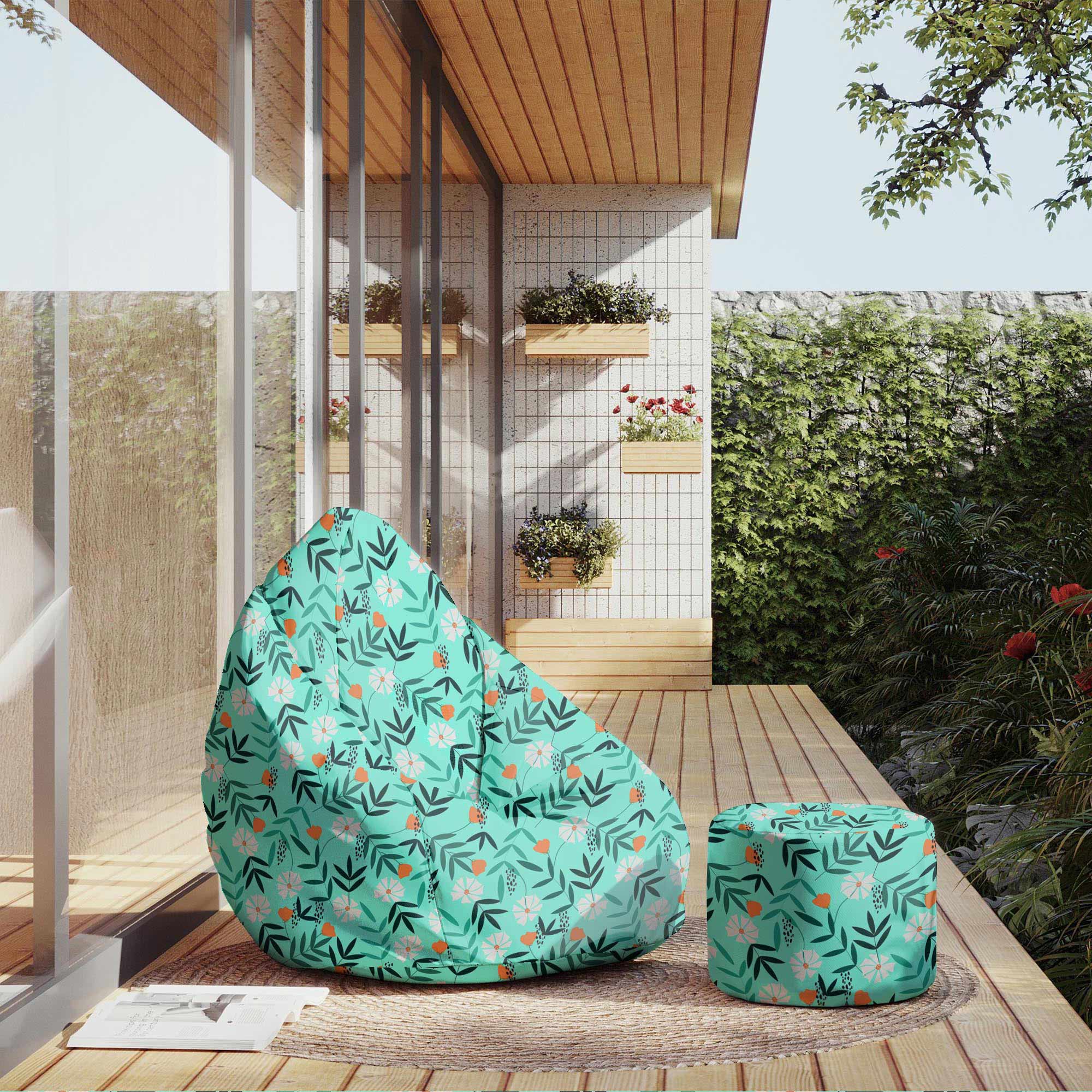 Round Pouf Footstool Flower Dream