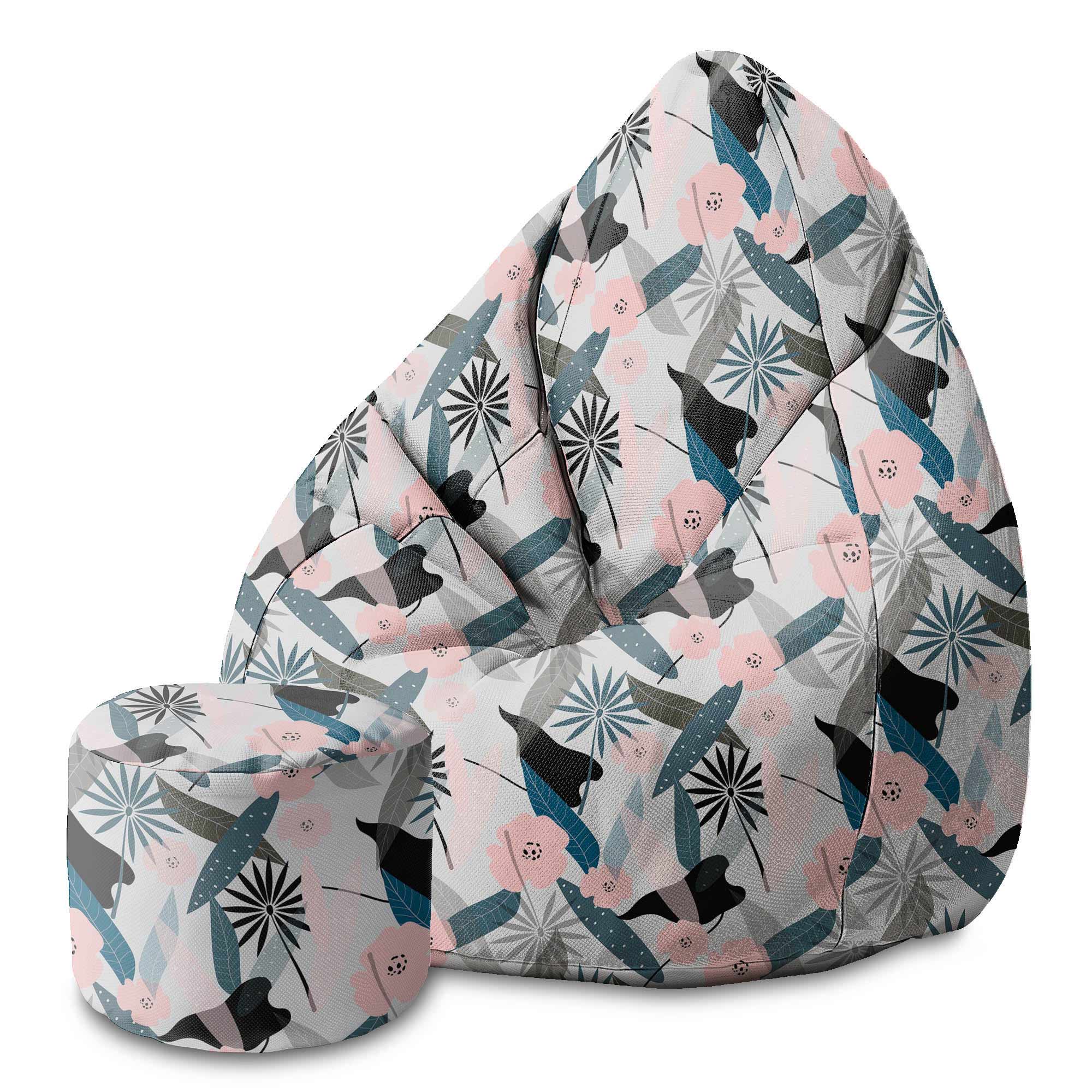 Round pouf footstool Early Morning Flowers-Oxford
