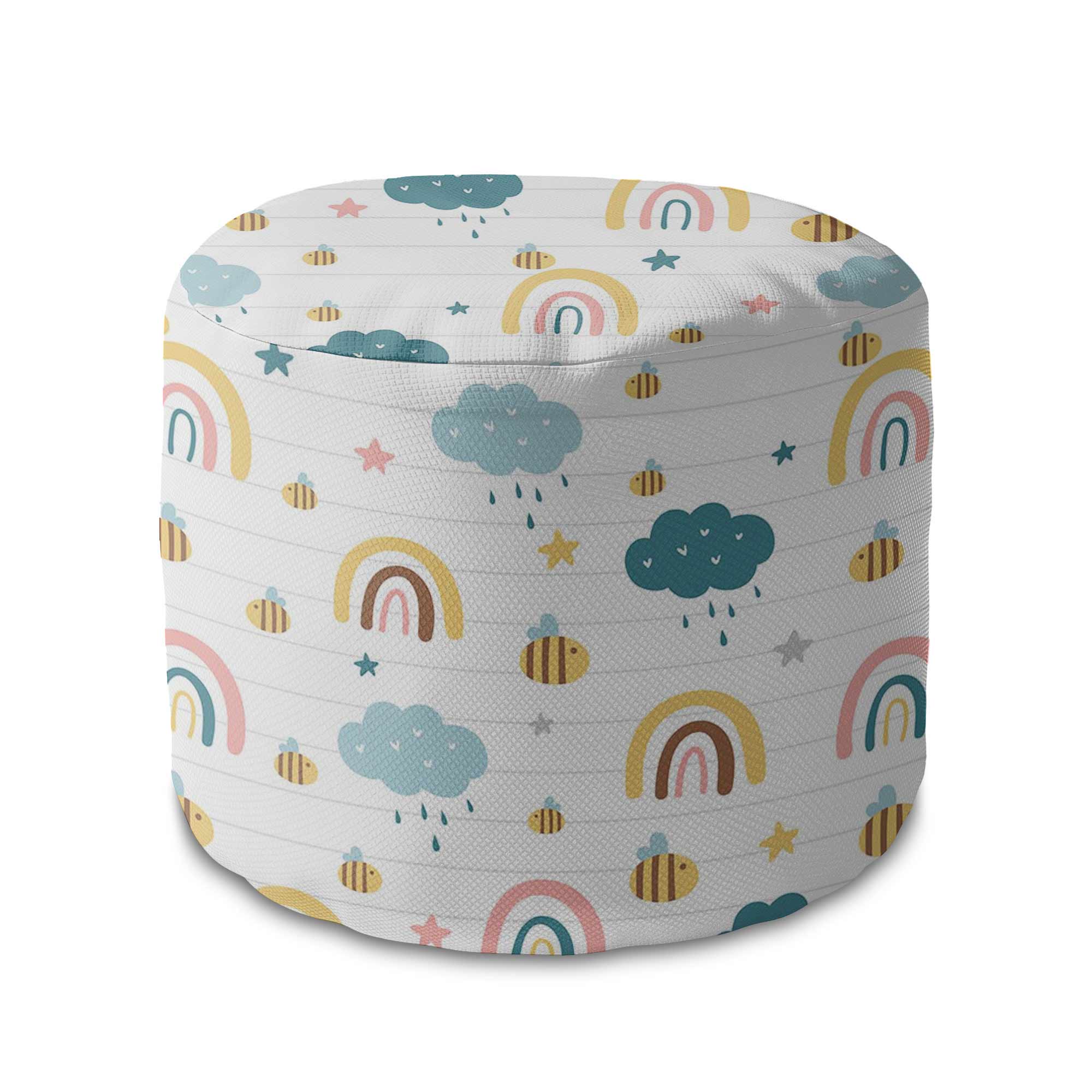Round pouf footstool Rainbow and Bee