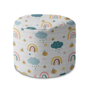 Round pouf footstool Rainbow and Bee-Velvet