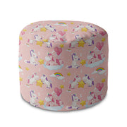 Round pouf footstool Unicorn Have Fun-Velvet