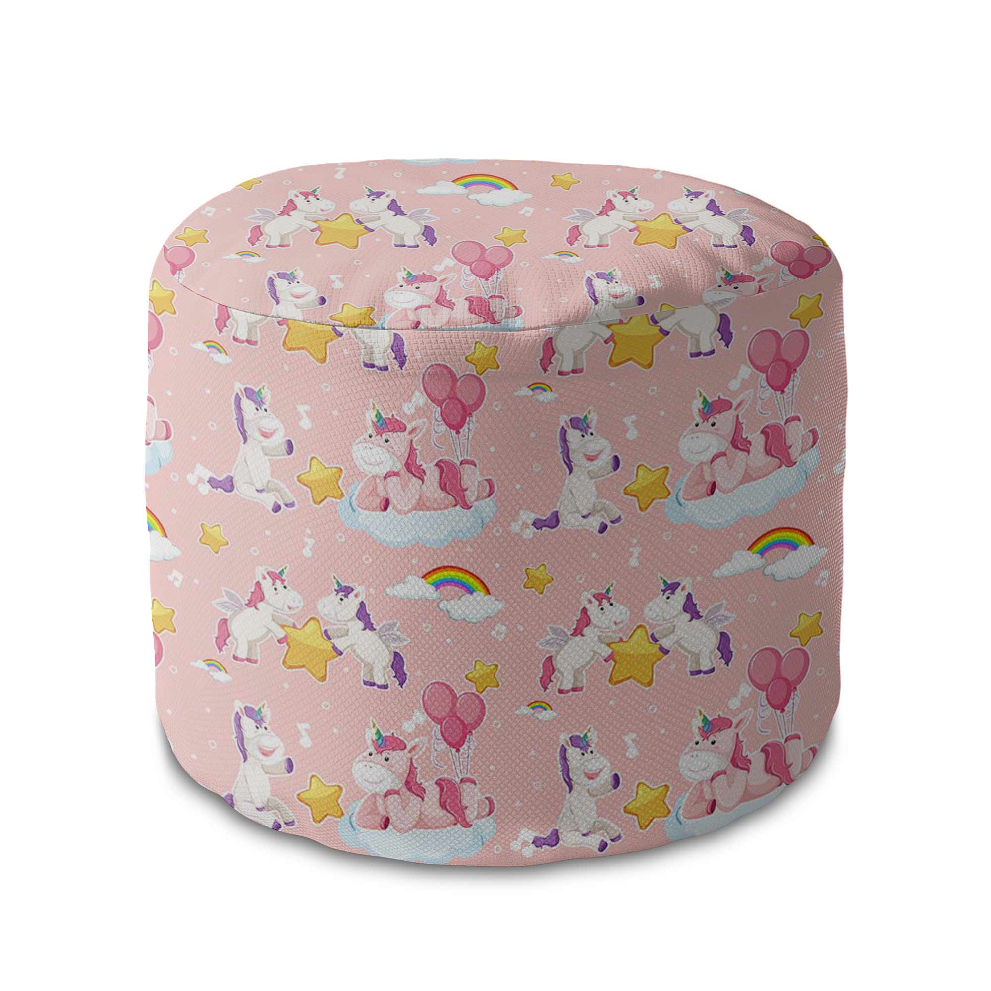 Round pouf footstool Unicorn Have Fun-Velvet