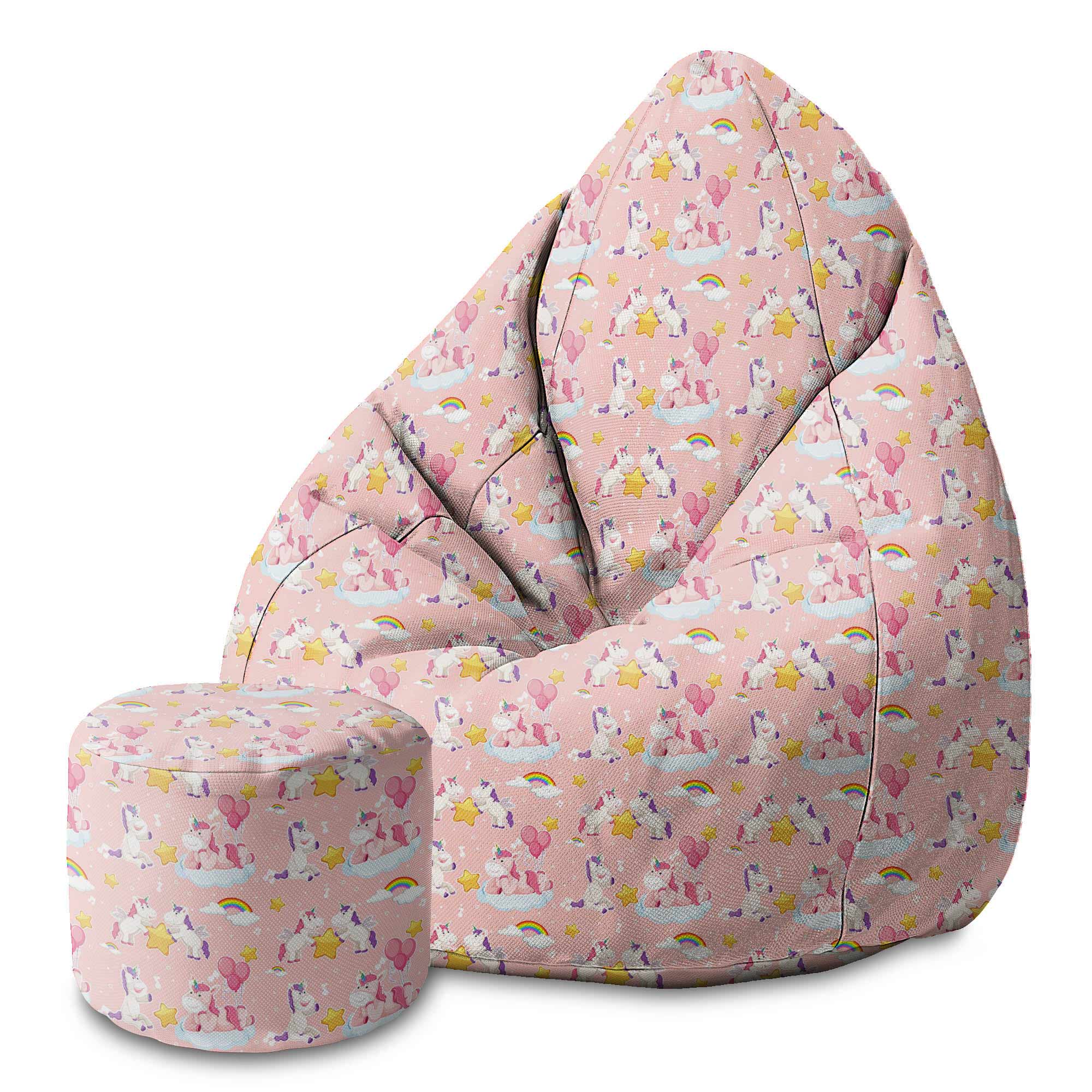 Round pouf footstool Unicorn Have Fun-Velvet