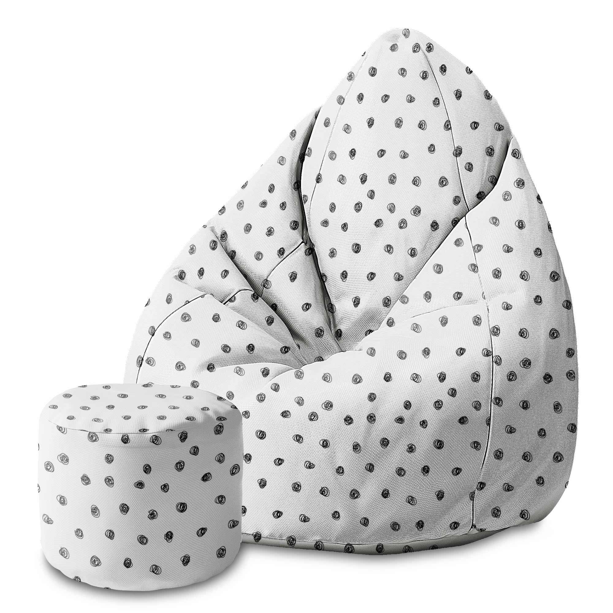 Round pouf footstool Drawn Circles-Velvet