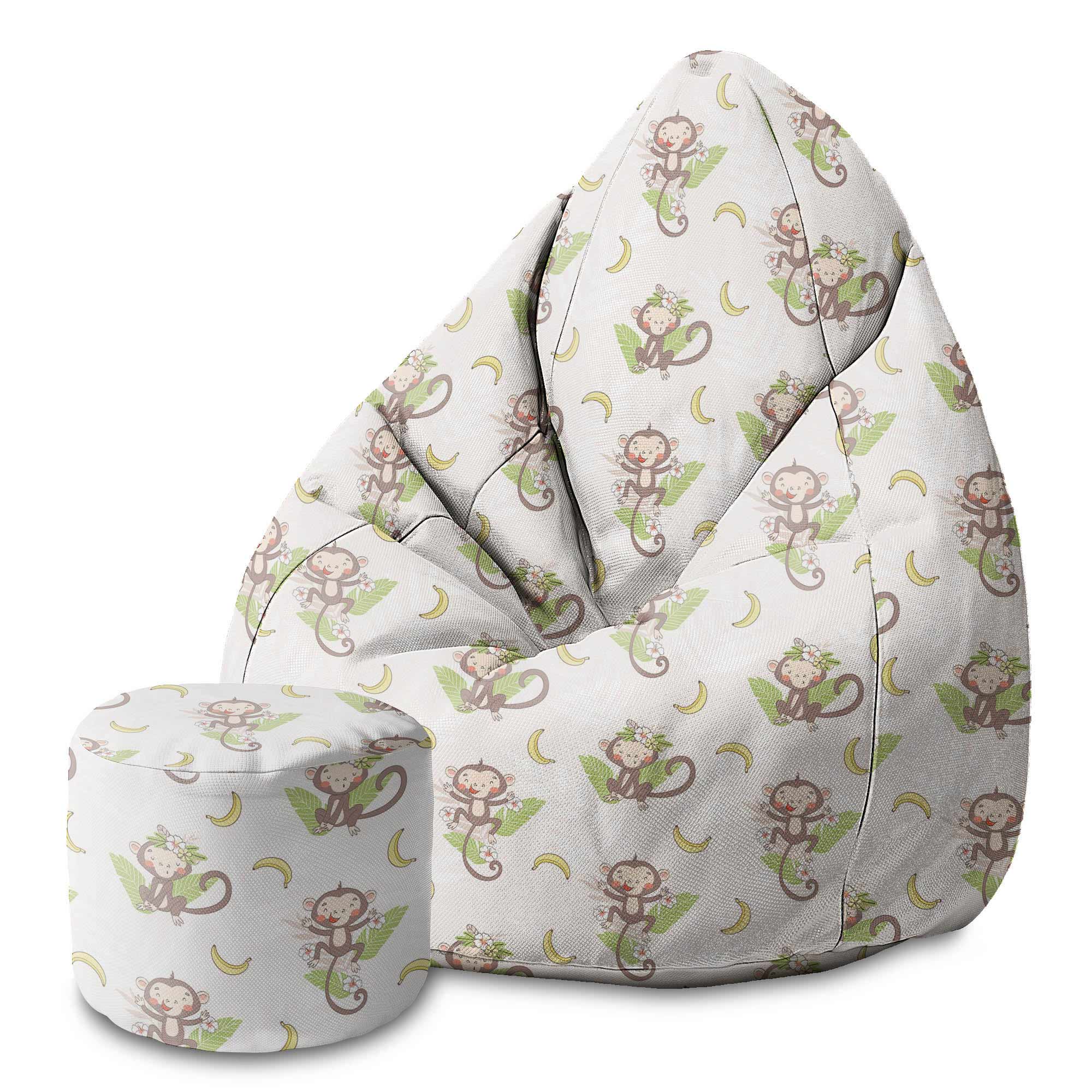 Round pouf footstool Funny Monkeys-Velvet