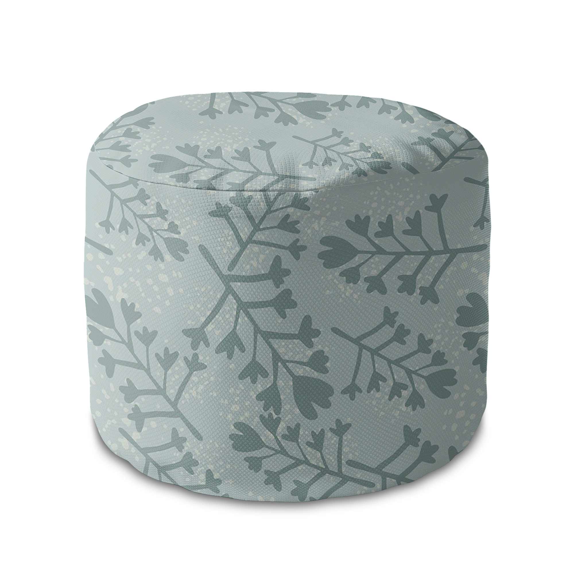 Puf okrągły podnóżek Flowers and Branches Pattern-Velvet