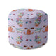 Round Pouf Footstool Funny Dog in the Bath-Velvet
