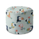 Round Pouf Footstool Cute Parrots-Velvet
