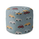 Round Pouf Footstool Colorful Cars-Velvet