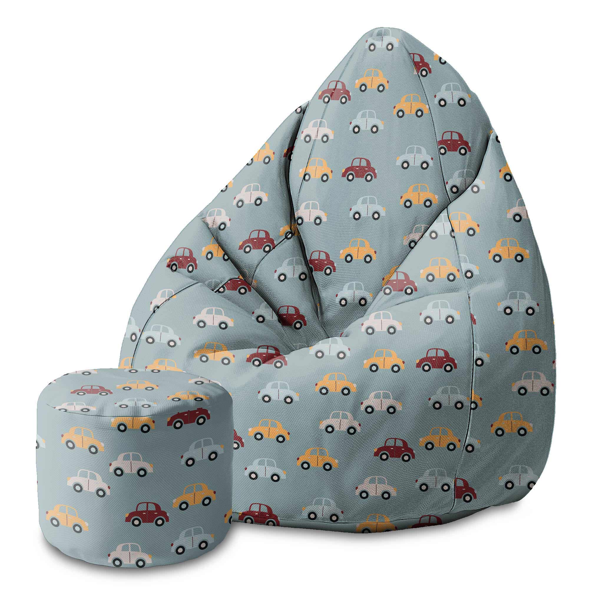 Round Pouf Footstool Colorful Cars-Oxford