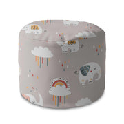 Round Pouf Footstool Elephant and Rainbow Clouds-Oxford