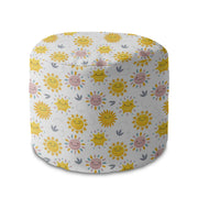 Round Pouf Footstool Sunny Morning-Velvet