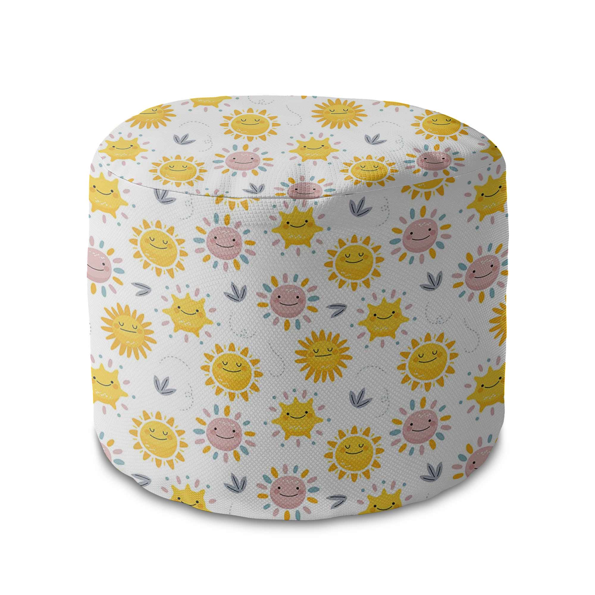 Round Pouf Footstool Sunny Morning-Velvet