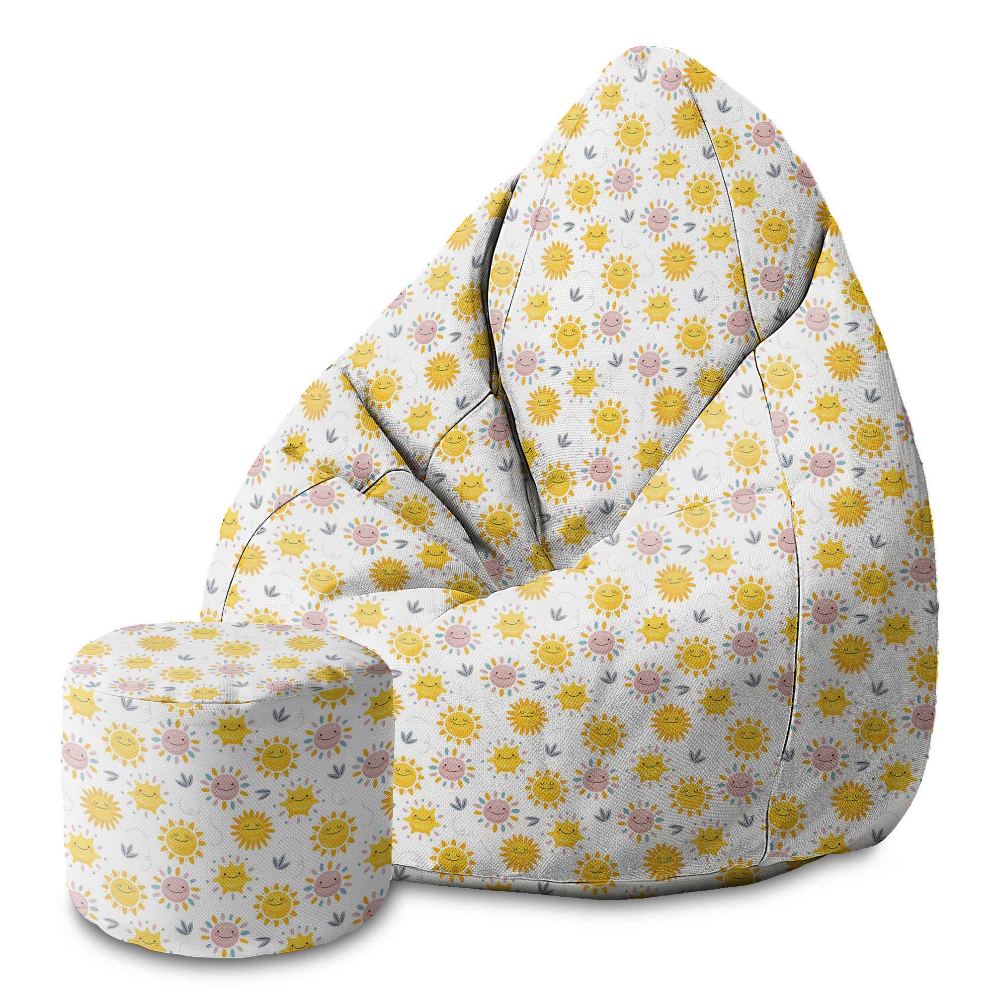 Round Pouf Footstool Sunny Morning-Velvet