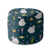 Round Pouf Footstool Swan Lake