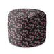 Round Pouf Footstool Pink Flowers Pattern-Velvet