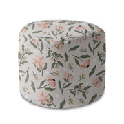 Round Pouf Footstool Peach Tones Flowers-Oxford