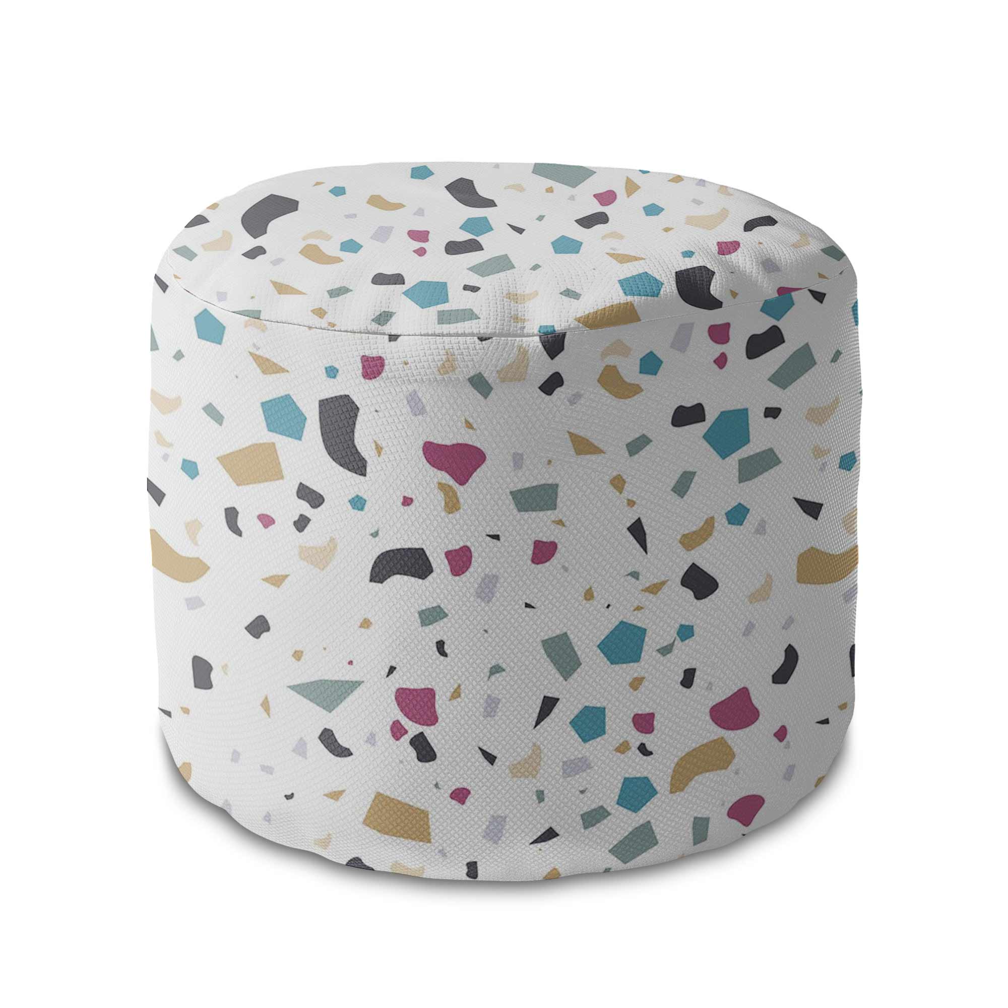 Round Pouf Footstool Colorful Terrazzo-Oxford