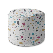 Round Pouf Footstool Colorful Terrazzo