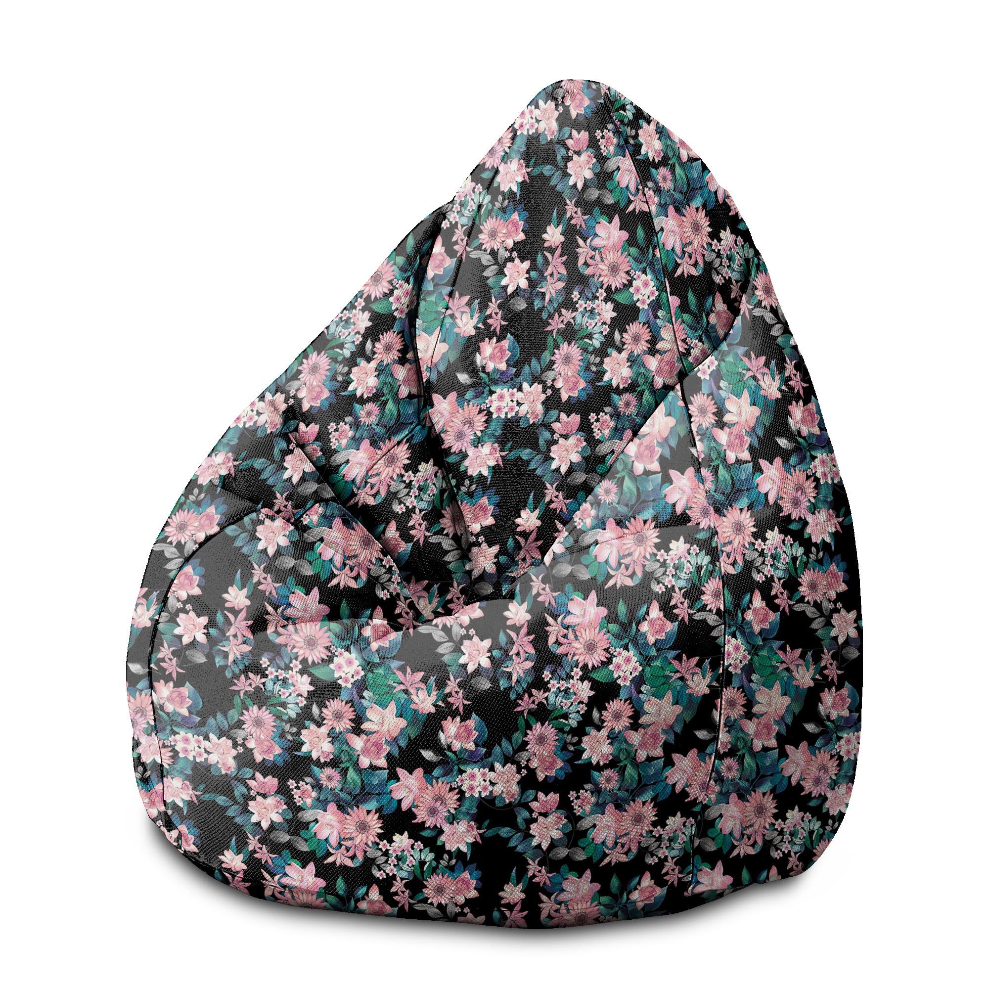 Pearshape Dark Botanic Pink Pouf-M-Oxford