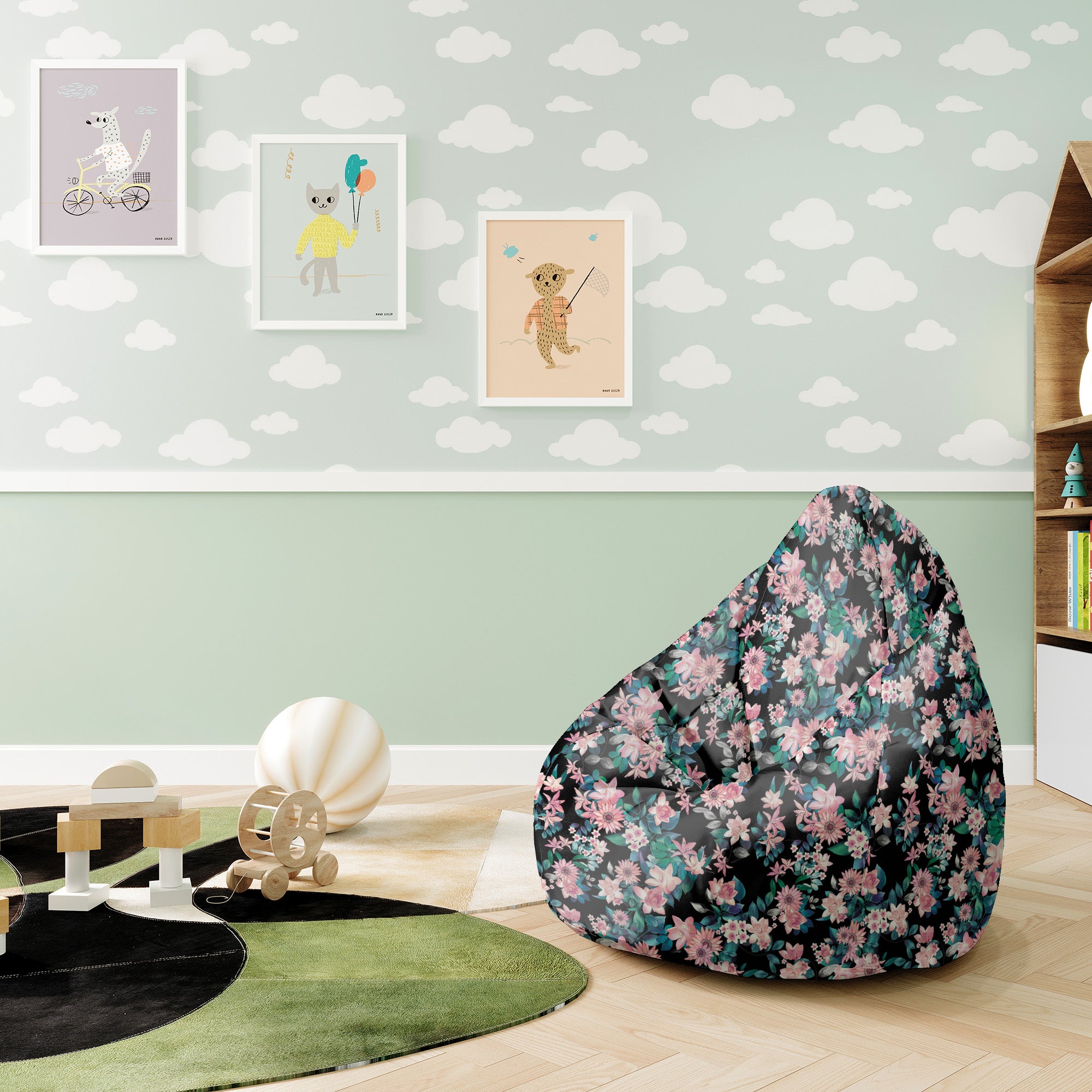 Puf Pearshape Dark Botanic Pink-S-Velvet
