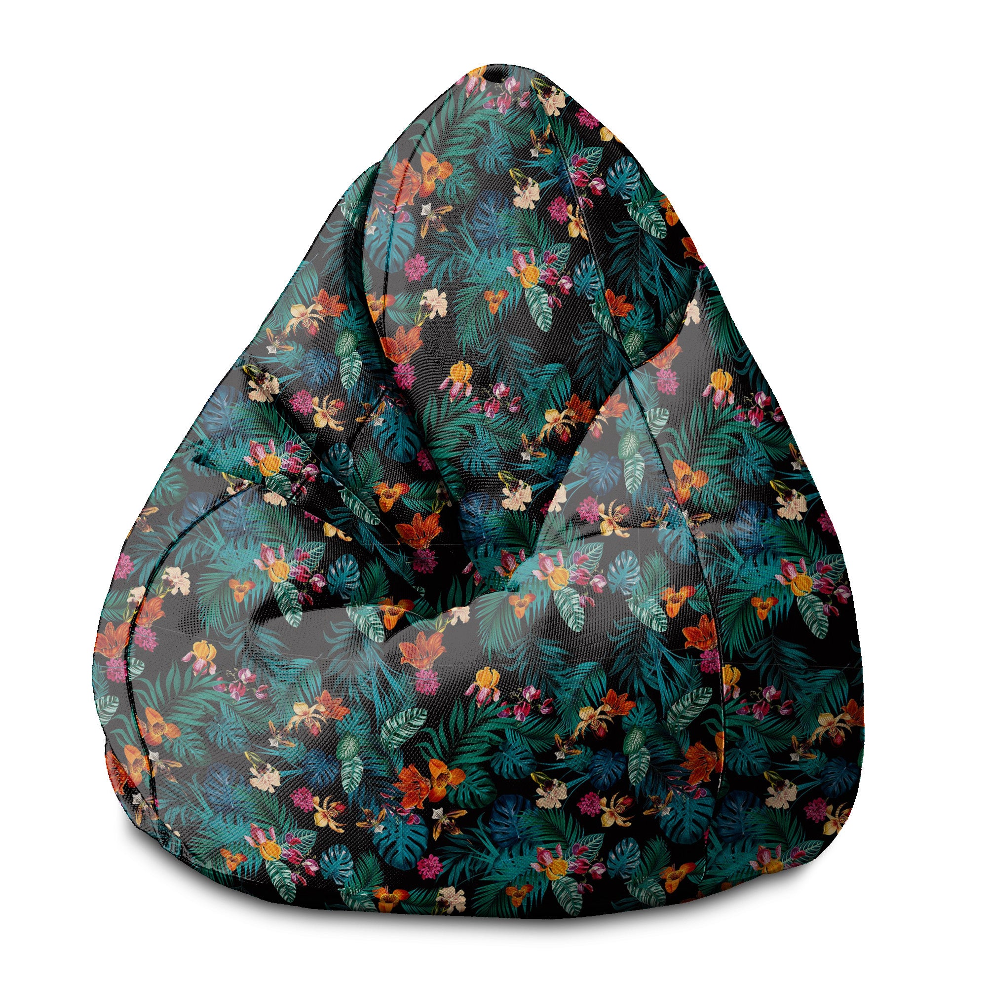 Pearshape Dark Botanic Red Pouf
