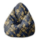 Pearshape Pouf Monstera Gold Navy Blue-S-Velvet