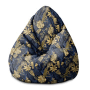 Pearshape Pouf Monstera Gold Navy Blue-S-Oxford