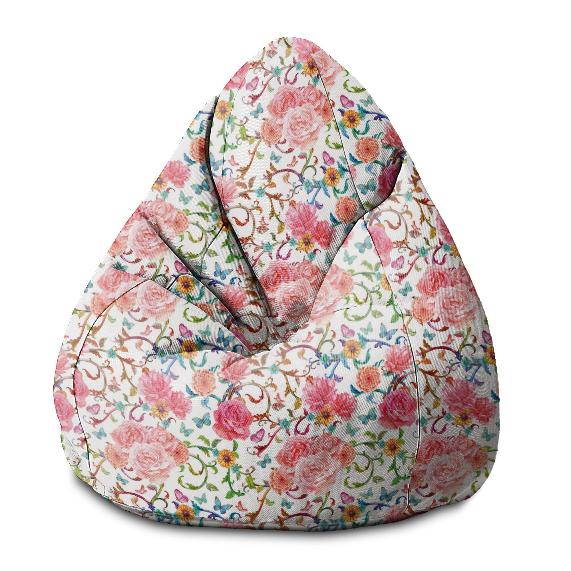 Puf Pearshape Motyle z Kwiatami-S-Oxford