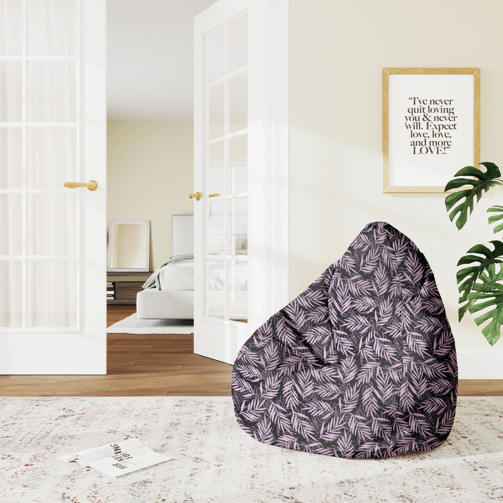 Puf Pearshape Palmové Listy v Noci-M-Velvet