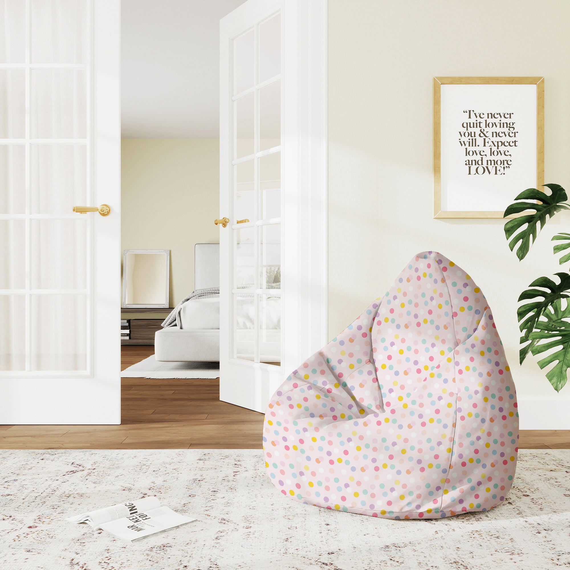 Pearshape Pastel Confetti Dots Pouf-M-Oxford