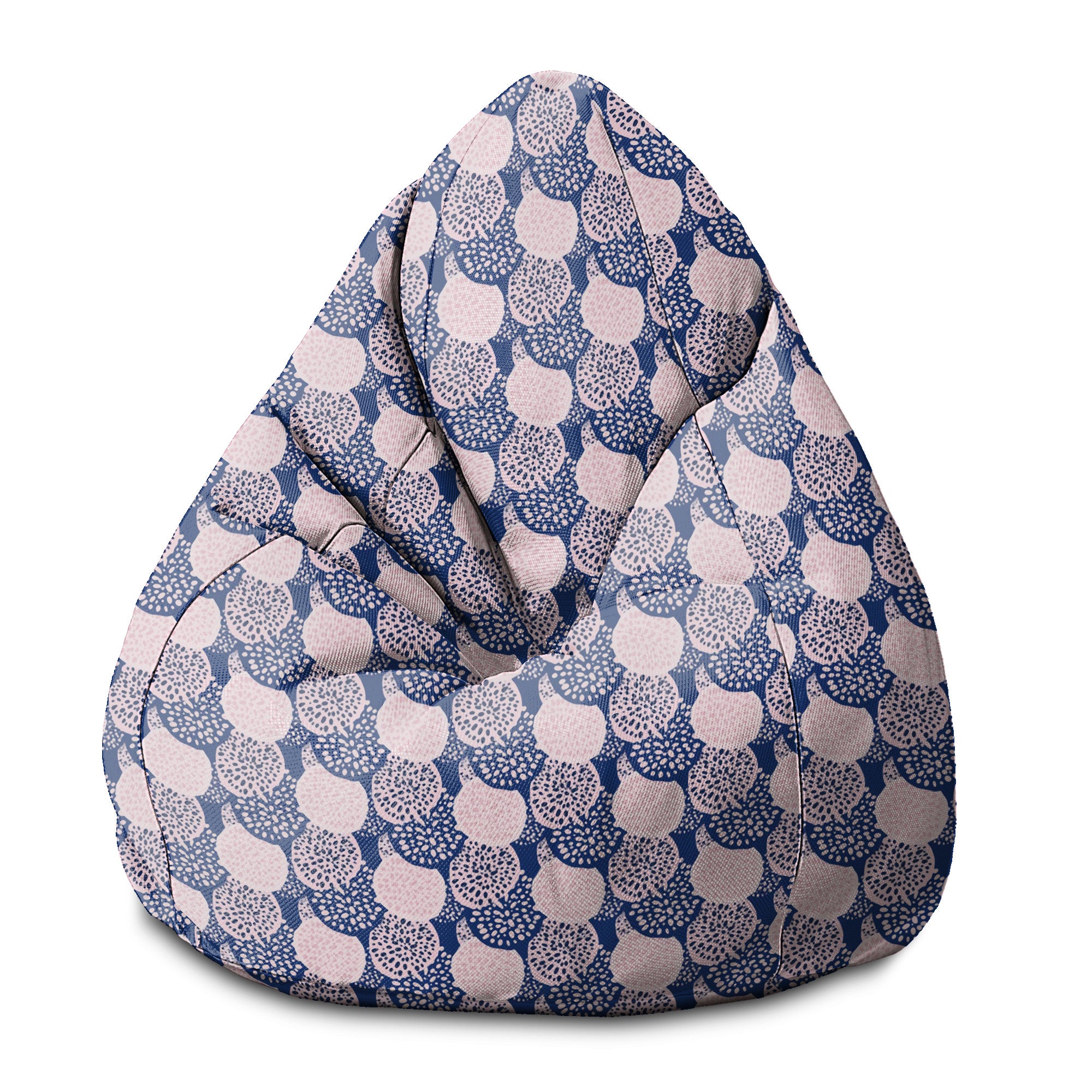Pearshape Pink and Blue Geometric Ornament Pouf-S-Velvet