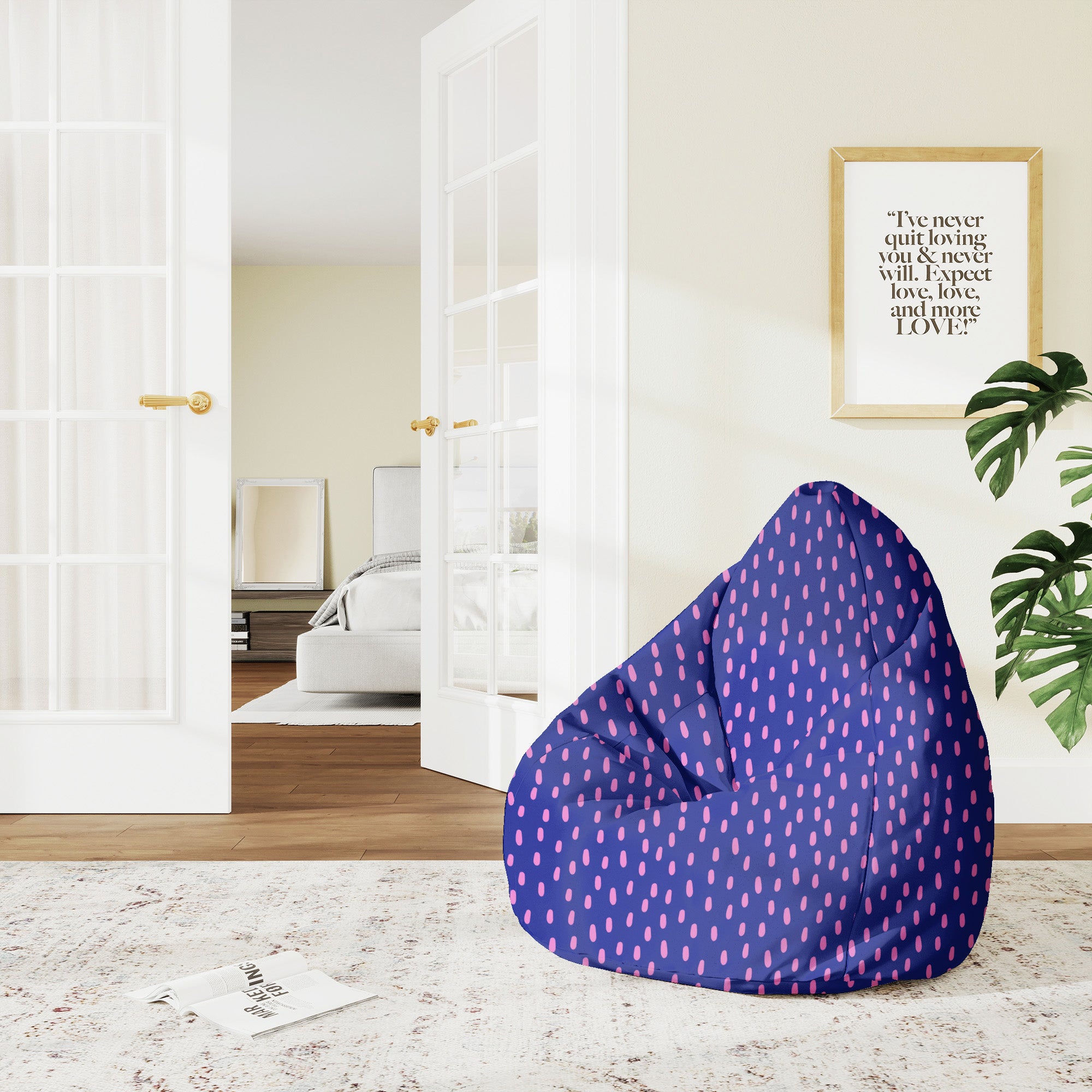 Pearshape Pink Spots Pouf-M-Velvet