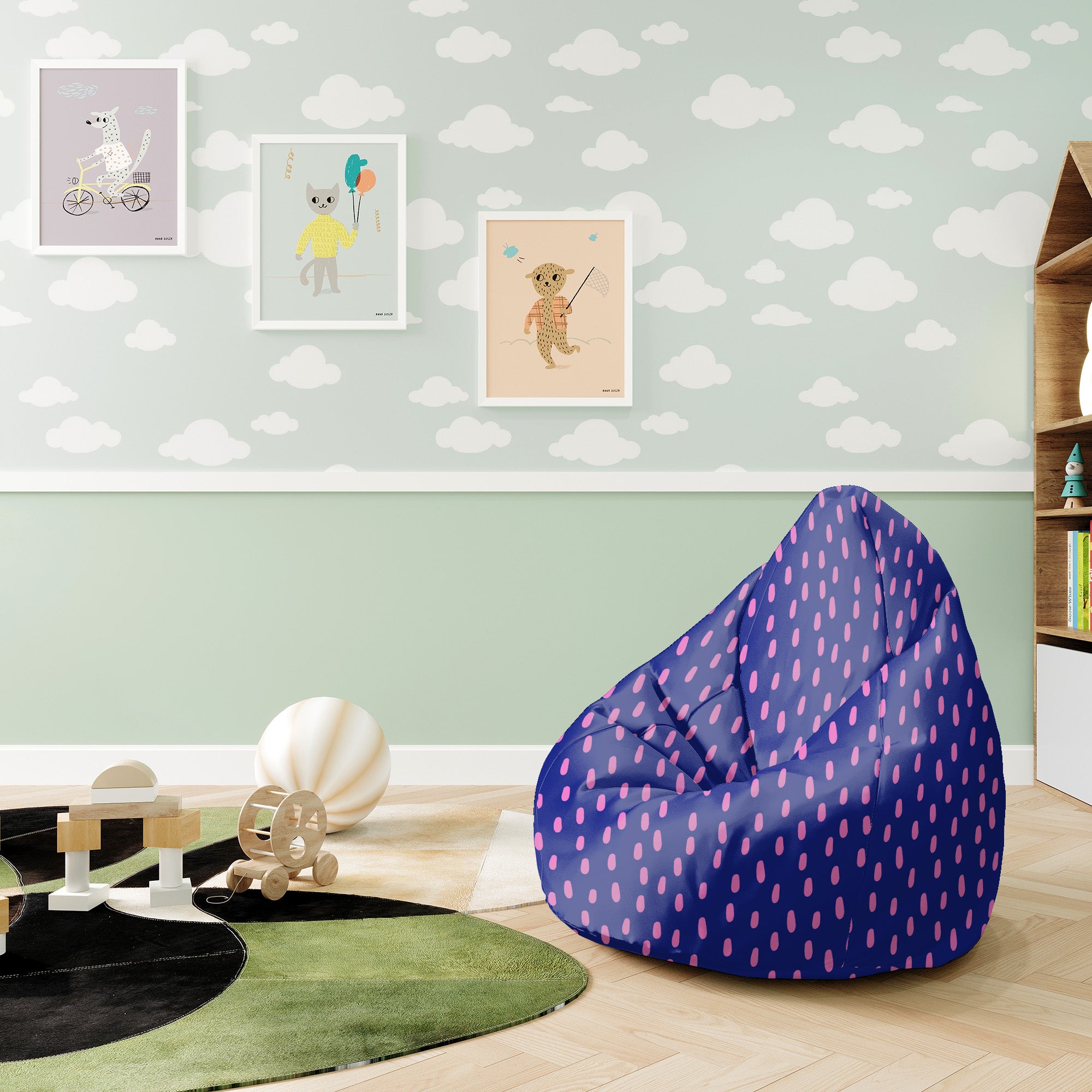 Pearshape Pink Spots Pouf-S-Velvet