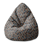 Pearshape Retro Black Leaves Pouf