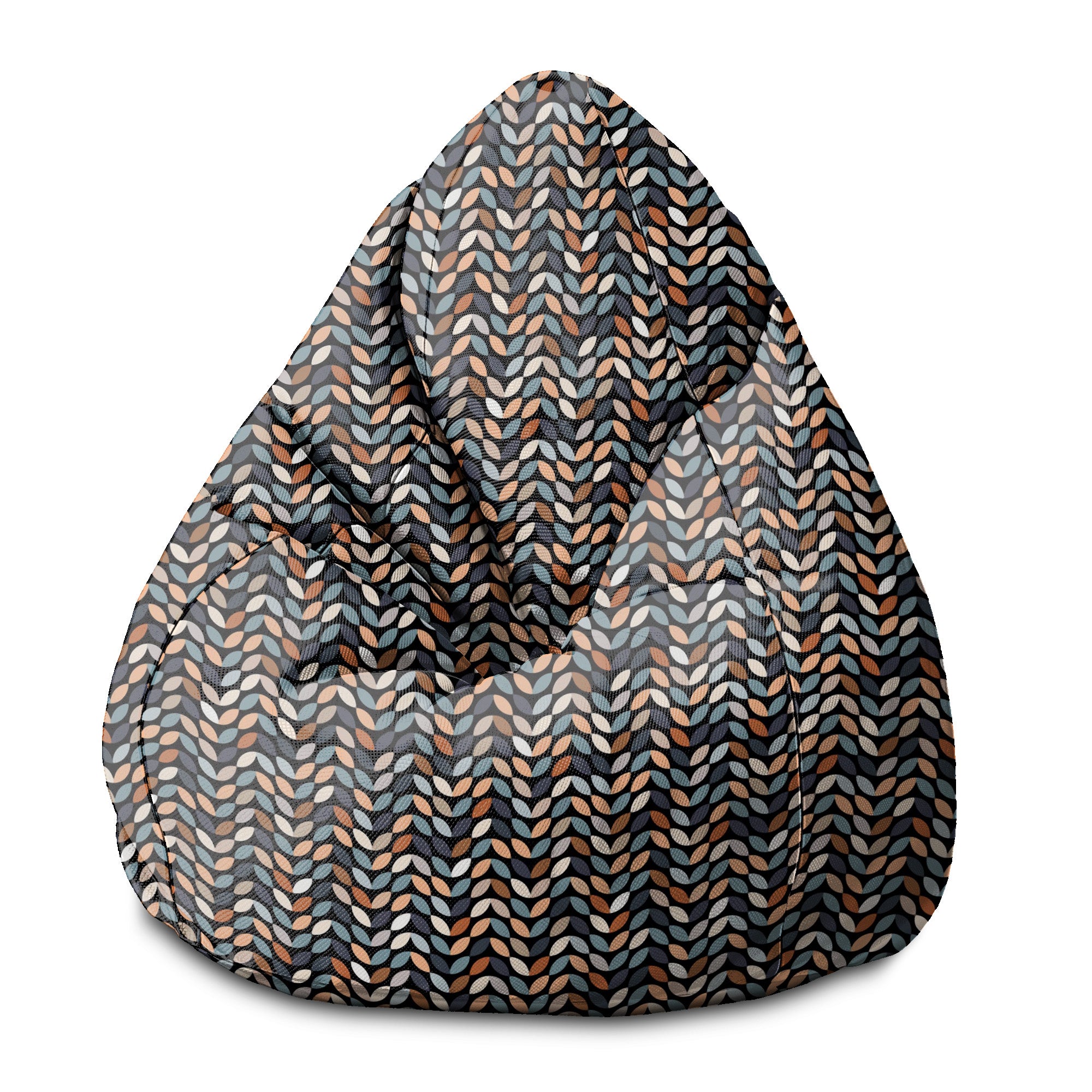 Pearshape Retro Black Leaves Pouf