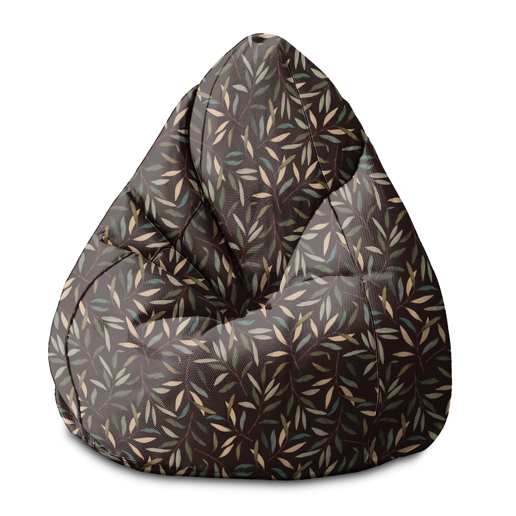 Pearshape Retro Leaves Pouf-M-Velvet