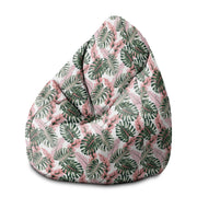 Pearshape Pouf Tropical Pink and Green Leaves-M-Velvet