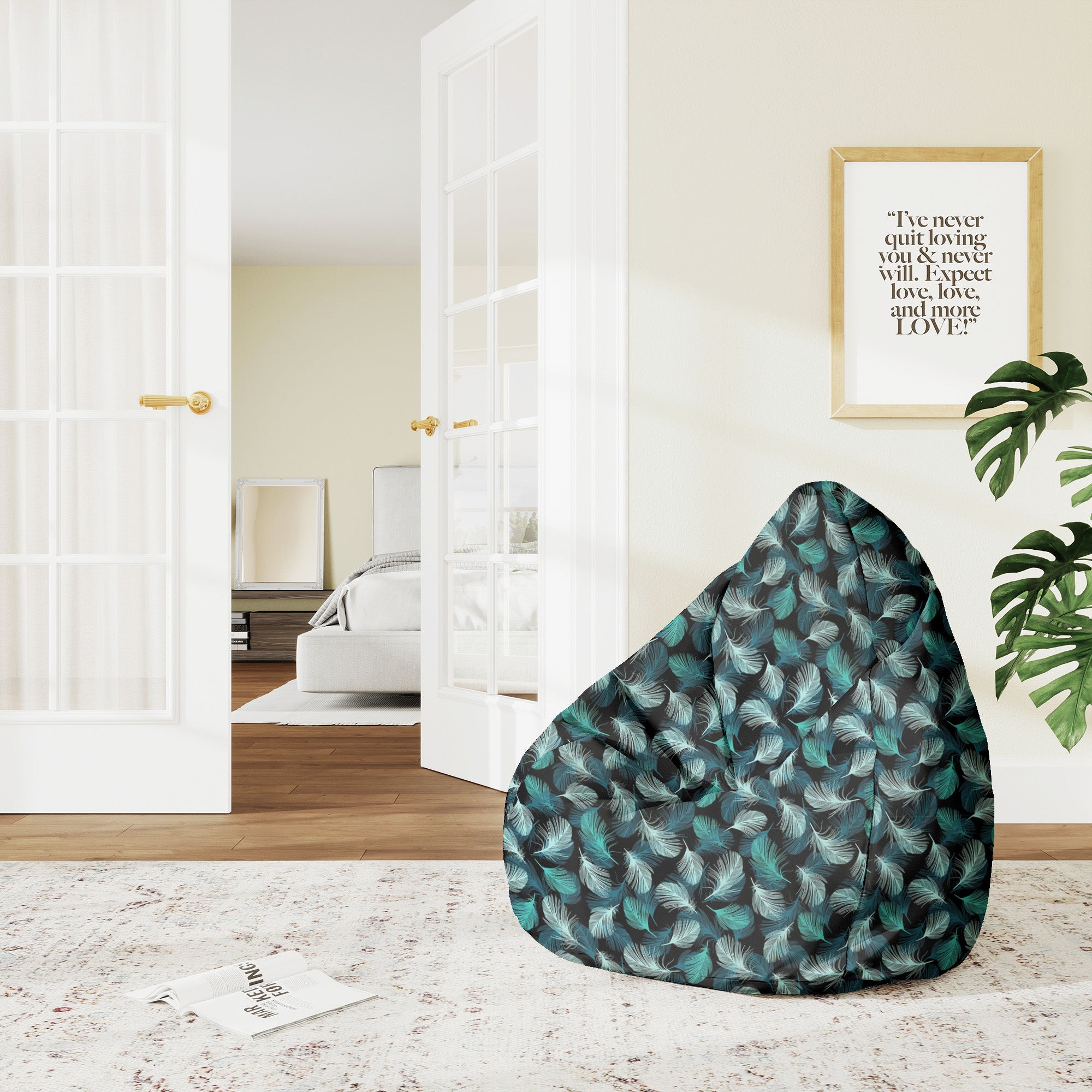 Sedací vak Pearshape Turkusové perá-M-Velvet